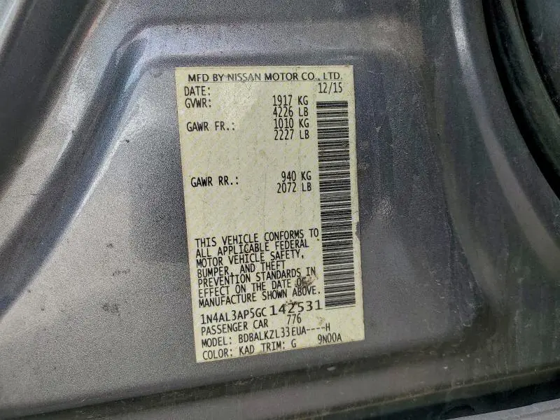 2016 NISSAN ALTIMA 2.5  