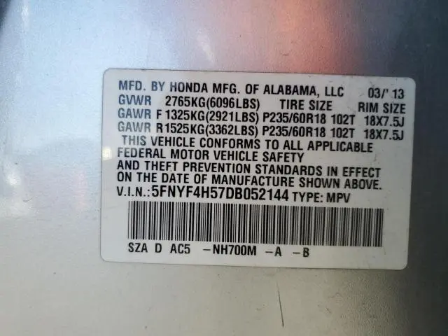 2013 HONDA PILOT EXL  