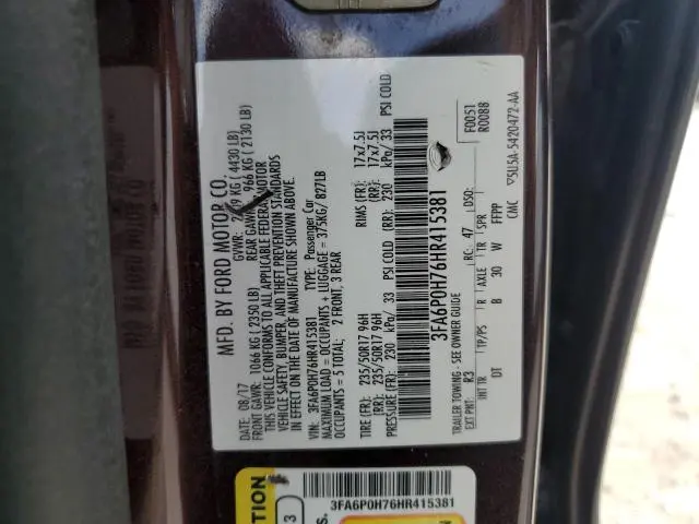 2017 FORD FUSION SE  
