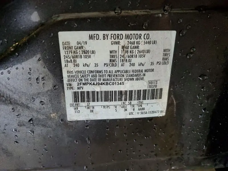 2019 FORD EDGE SEL  