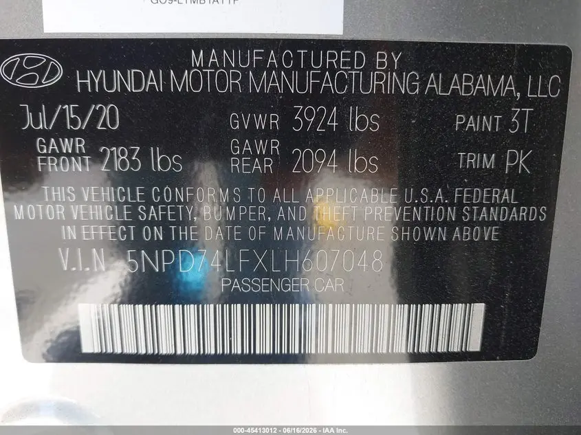 2020 HYUNDAI ELANTRA SE