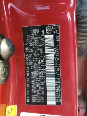 2011 TOYOTA COROLLA BASE  