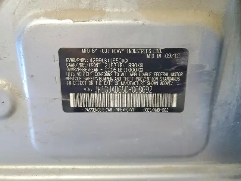 2013 SUBARU IMPREZA PREMIUM  