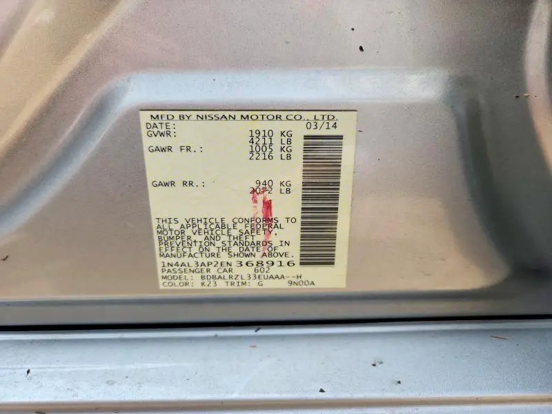 2014 NISSAN ALTIMA 2.5 S  