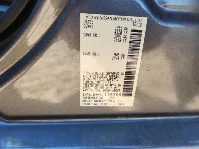 2019 NISSAN ALTIMA SL  