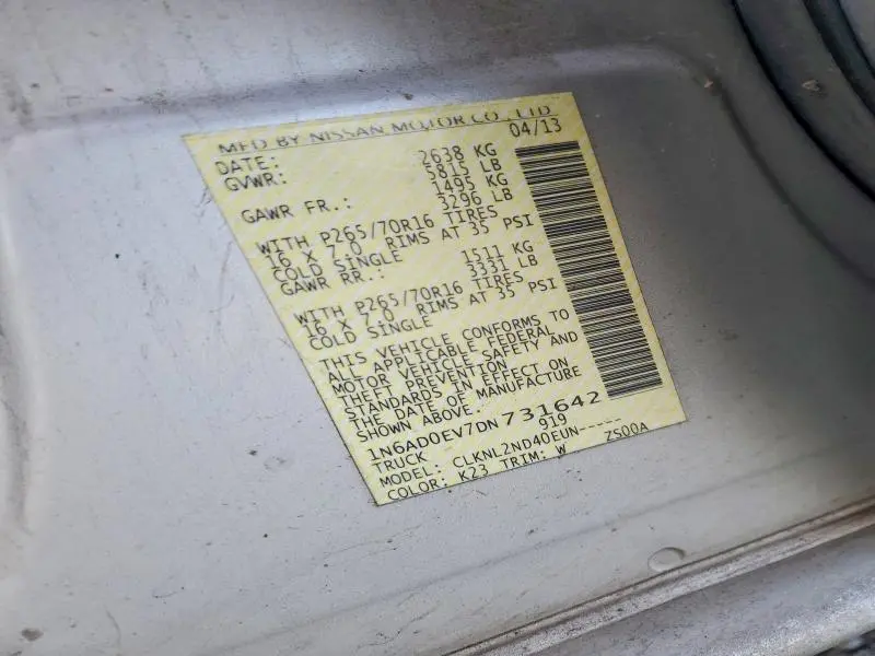 2013 NISSAN FRONTIER S  