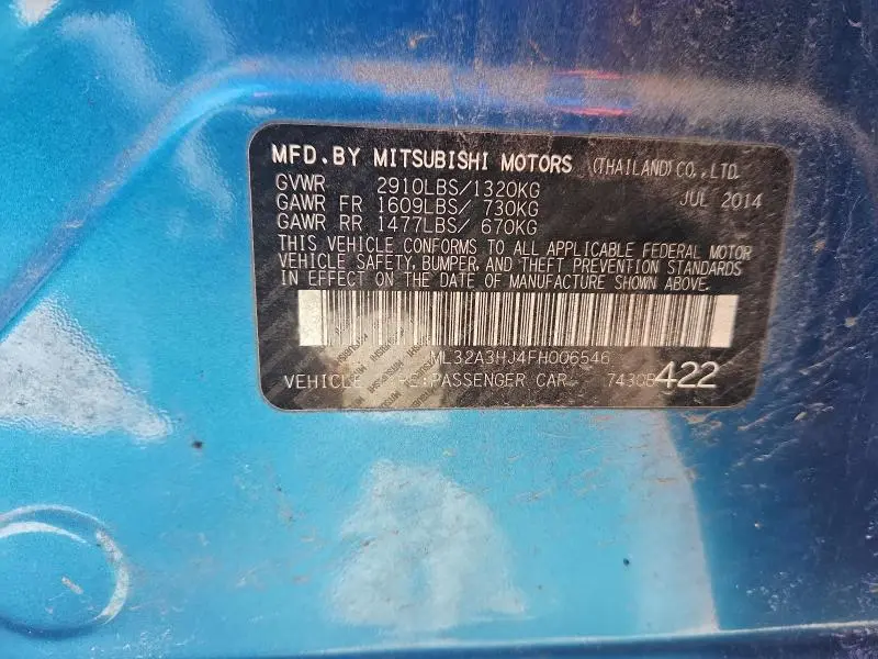 2015 MITSUBISHI MIRAGE DE  