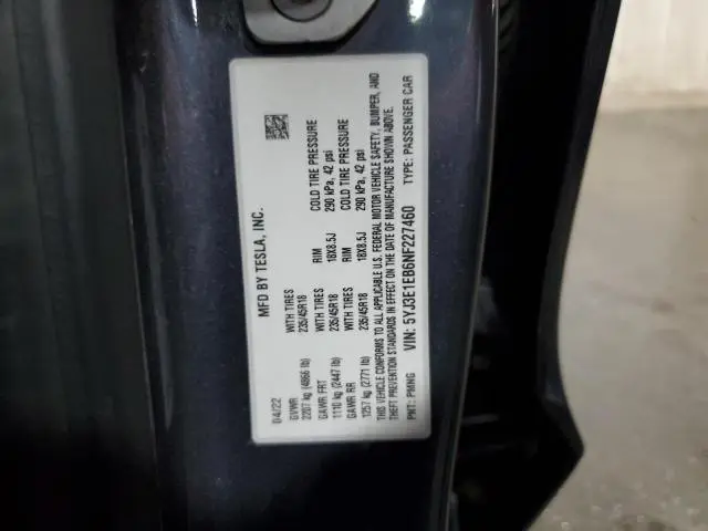 2022 TESLA MODEL 3 