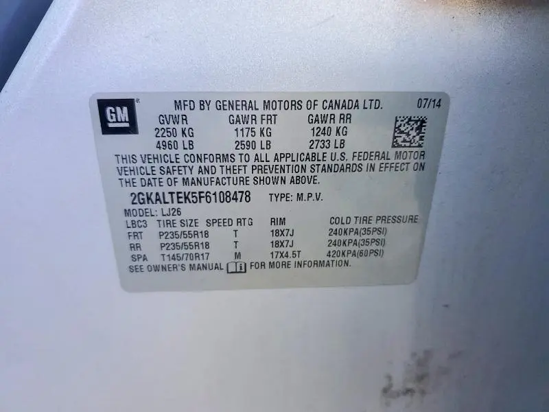 2015 GMC TERRAIN SLT  