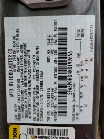 2019 FORD FUSION SE  