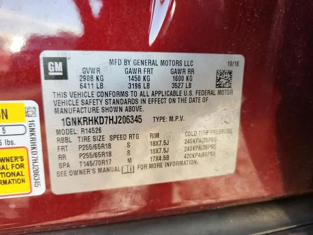 2017 CHEVROLET TRAVERSE LT  