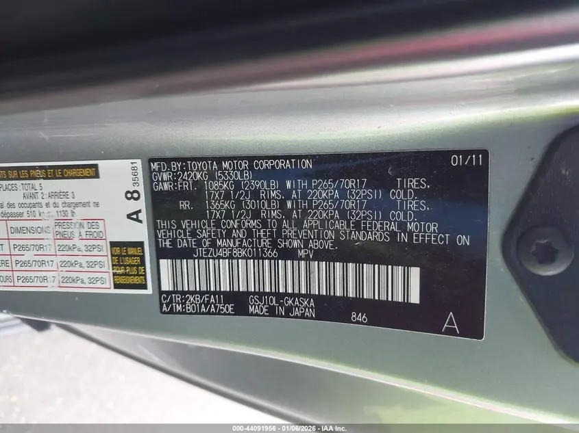 2011 TOYOTA FJ CRUISER  