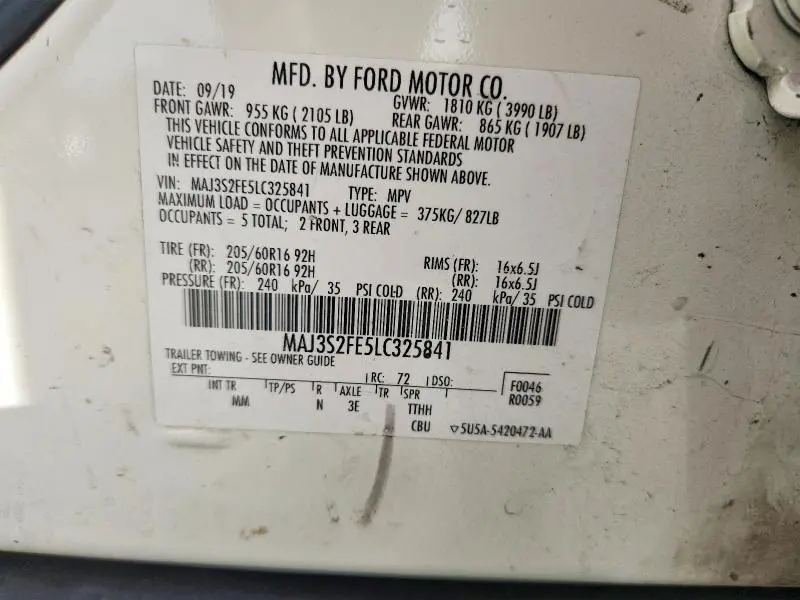2020 FORD ECOSPORT S  