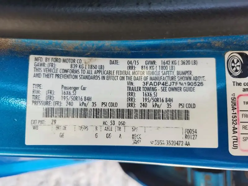 2015 FORD FIESTA SE  