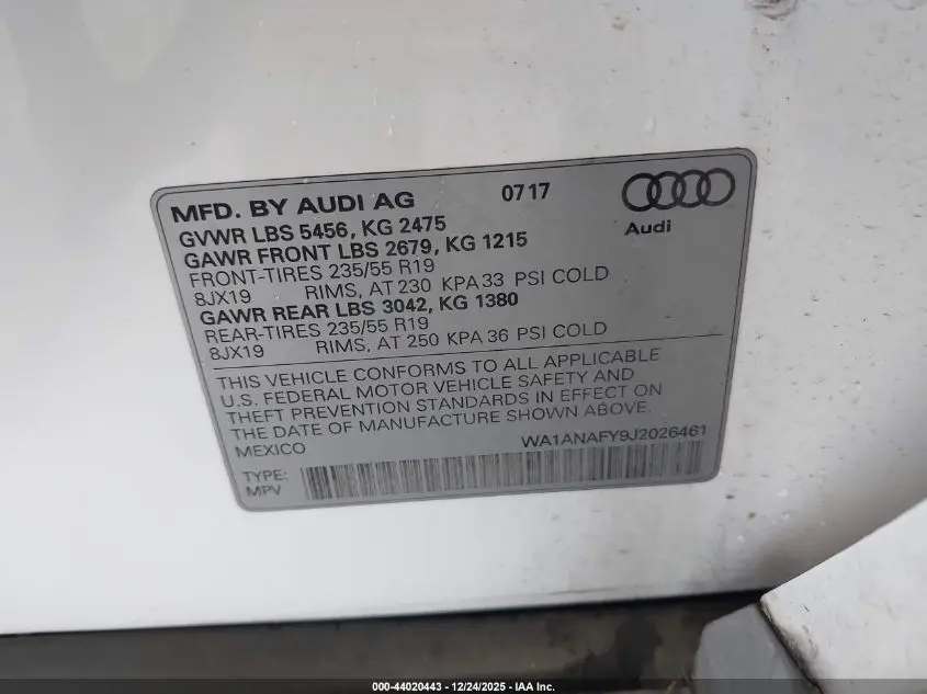 2018 AUDI Q5 2.0T PREMIUM/2.0T TECH PREMIUM