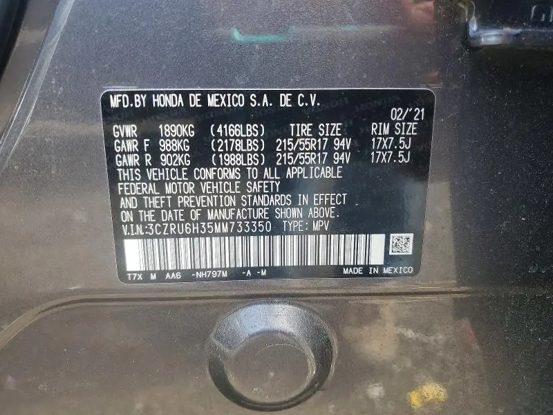 2021 HONDA HR-V LX  