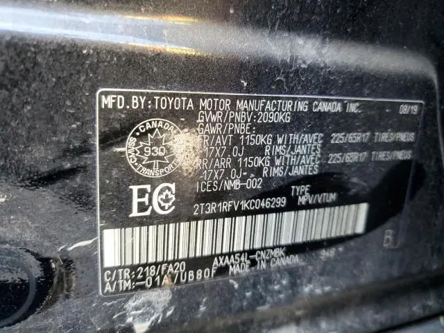 2019 TOYOTA RAV4 XLE  