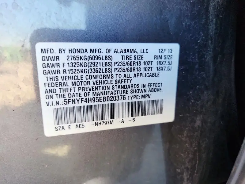 2014 HONDA PILOT TOURING  