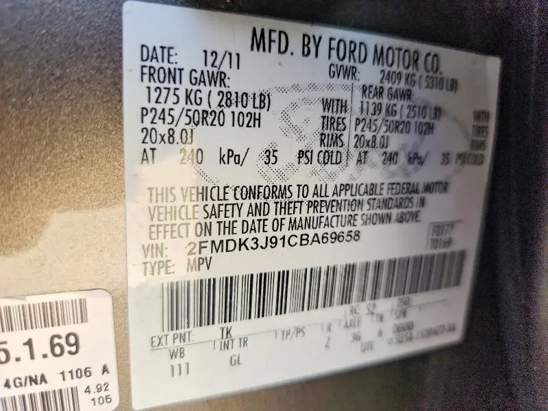 2012 FORD EDGE SEL  
