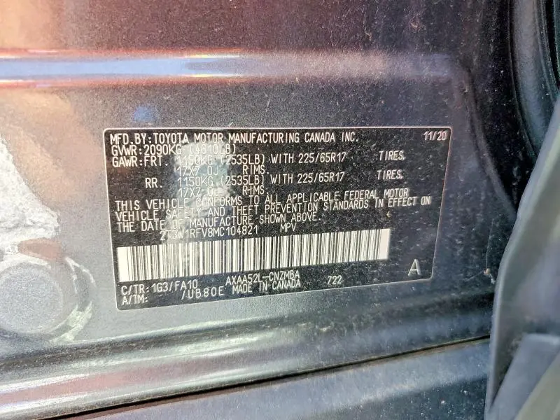 2021 TOYOTA RAV4 XLE  