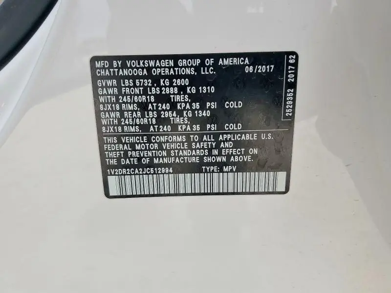 2018 VOLKSWAGEN ATLAS SE  