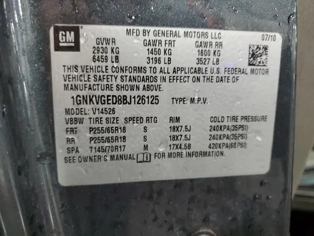 2011 CHEVROLET TRAVERSE LT  