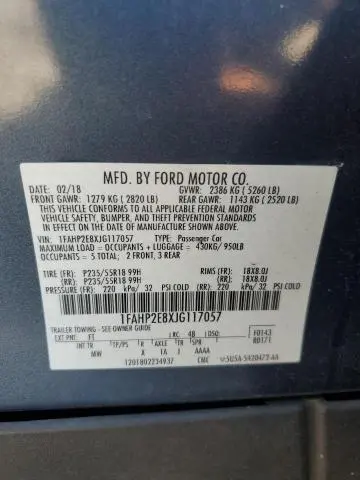 2018 FORD TAURUS SEL