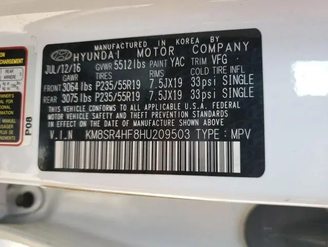 2017 HYUNDAI SANTA FE SE ULTIMATE  