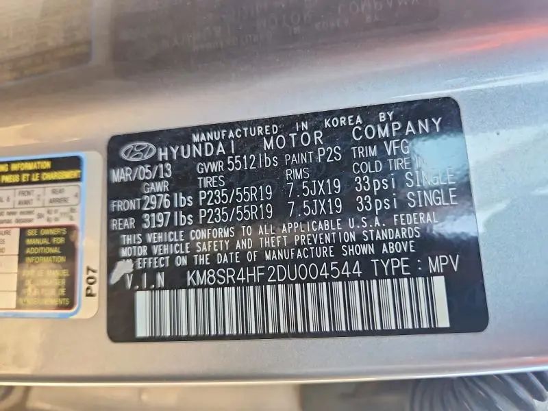 2013 HYUNDAI SANTA FE LIMITED  