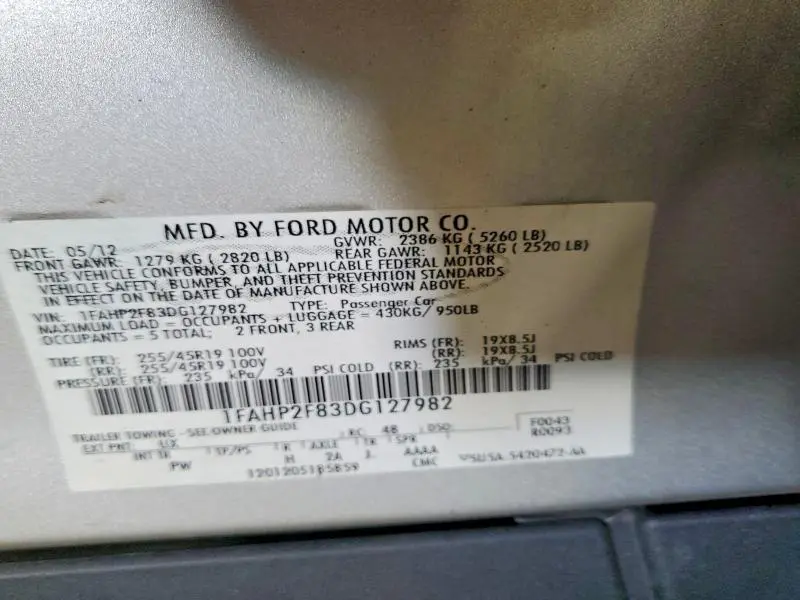 2013 FORD TAURUS LIMITED  