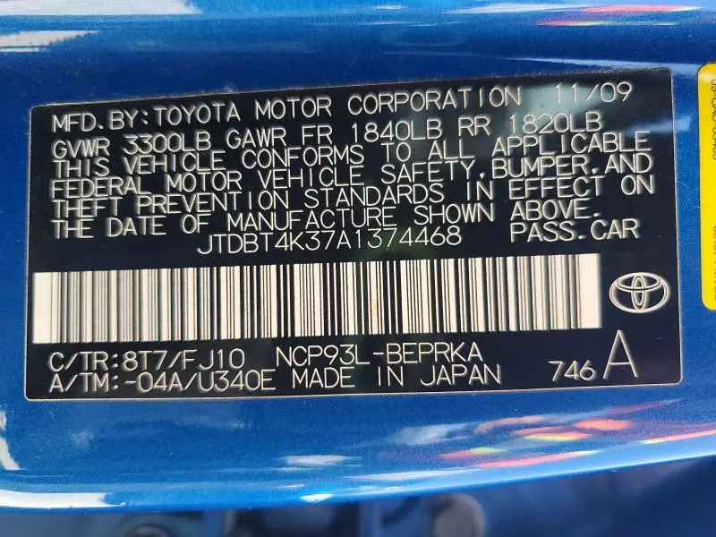 2010 TOYOTA YARIS BASE  