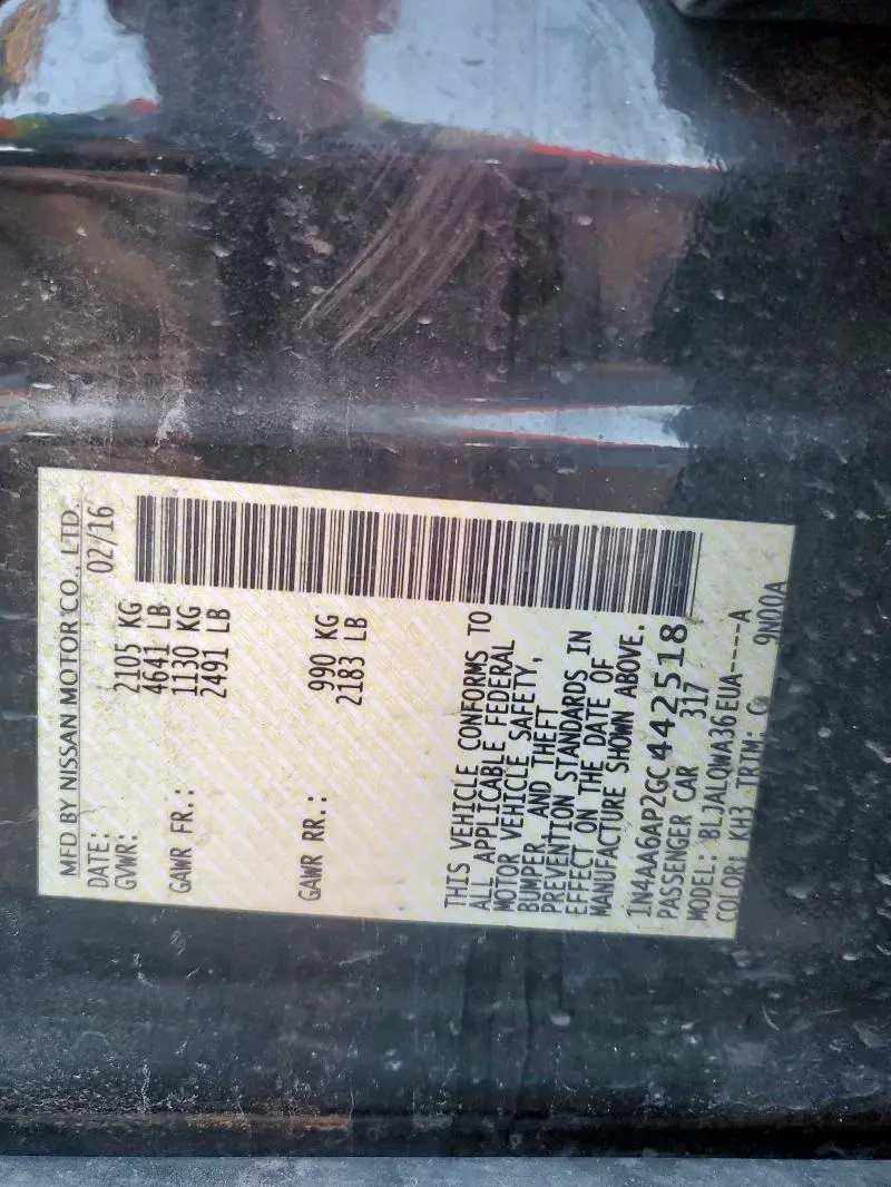 2016 NISSAN MAXIMA 3.5S  