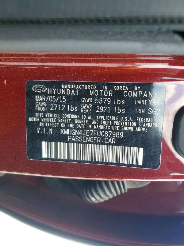 2015 HYUNDAI GENESIS 3.8L  