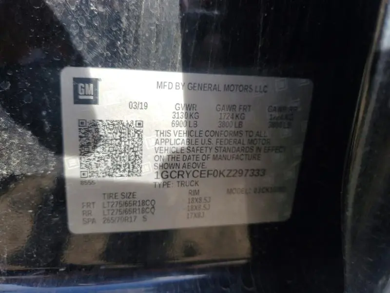 2019 CHEVROLET SILVERADO K1500 TRAIL BOSS CUSTOM  