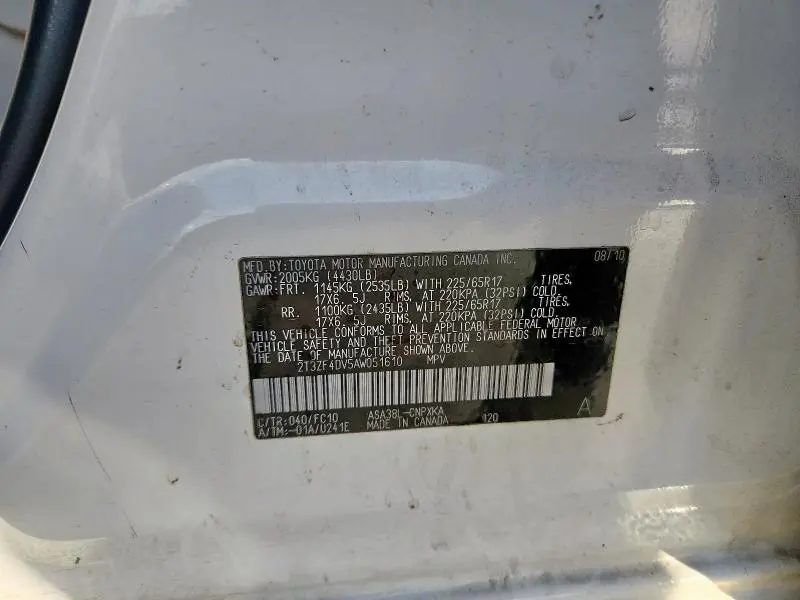 2010 TOYOTA RAV4 BASE  