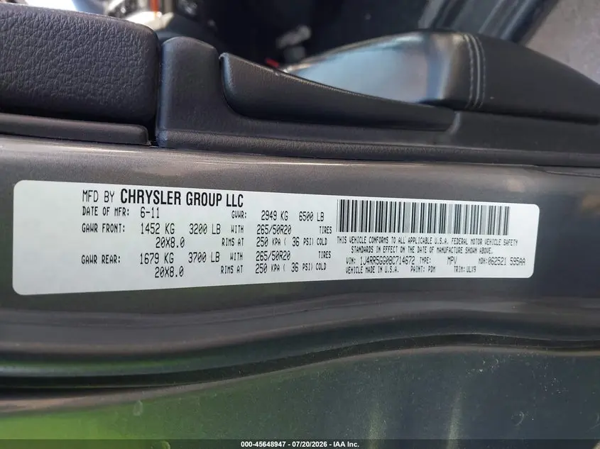 2011 JEEP GRAND CHEROKEE LIMITED