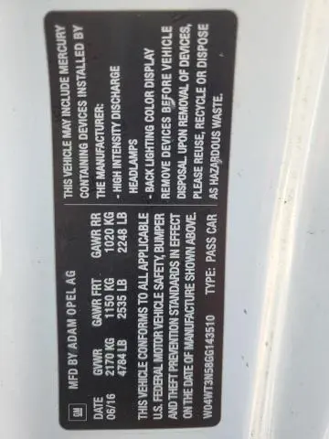 2016 BUICK CASCADA PREMIUM  