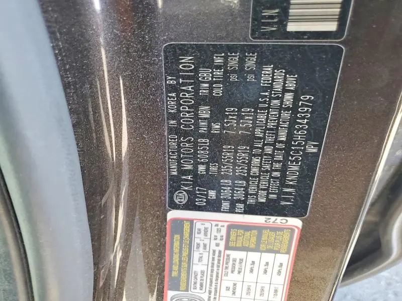 2017 KIA SEDONA SXL  