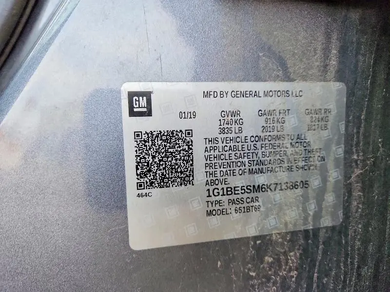 2019 CHEVROLET CRUZE LT  