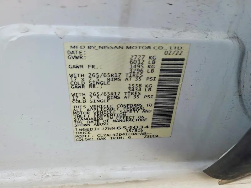 2022 NISSAN FRONTIER S  