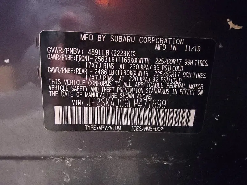 2020 SUBARU FORESTER PREMIUM  