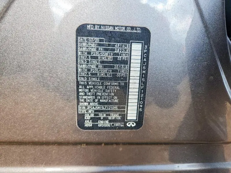 2020 INFINITI QX50 SENSORY  