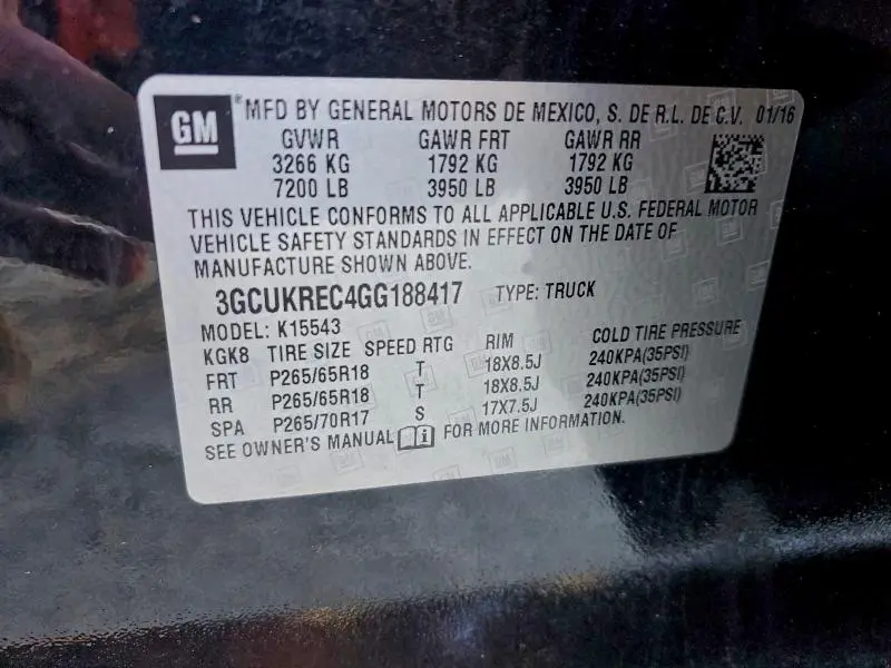 2016 CHEVROLET SILVERADO K1500 LT  