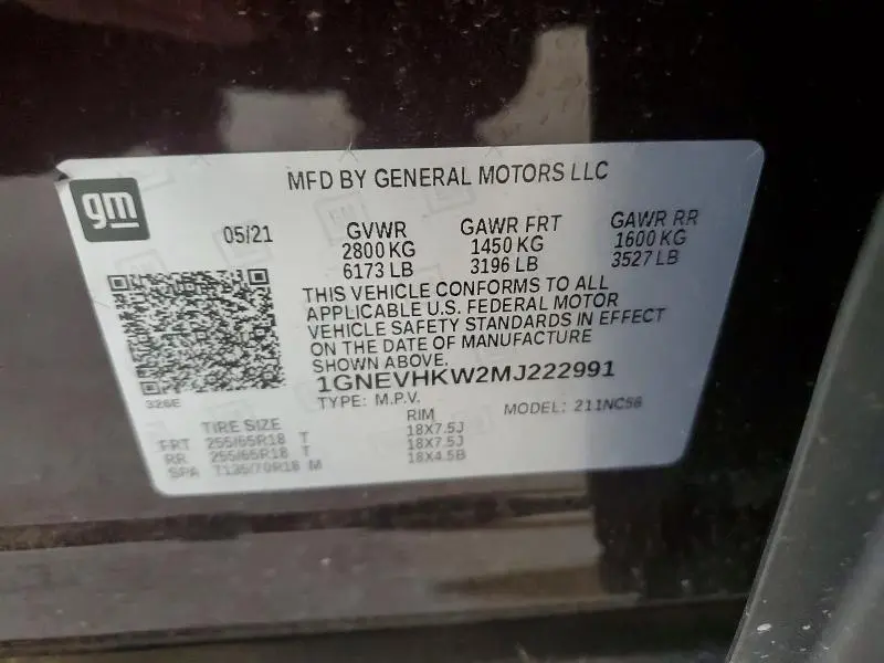2021 CHEVROLET TRAVERSE LT  