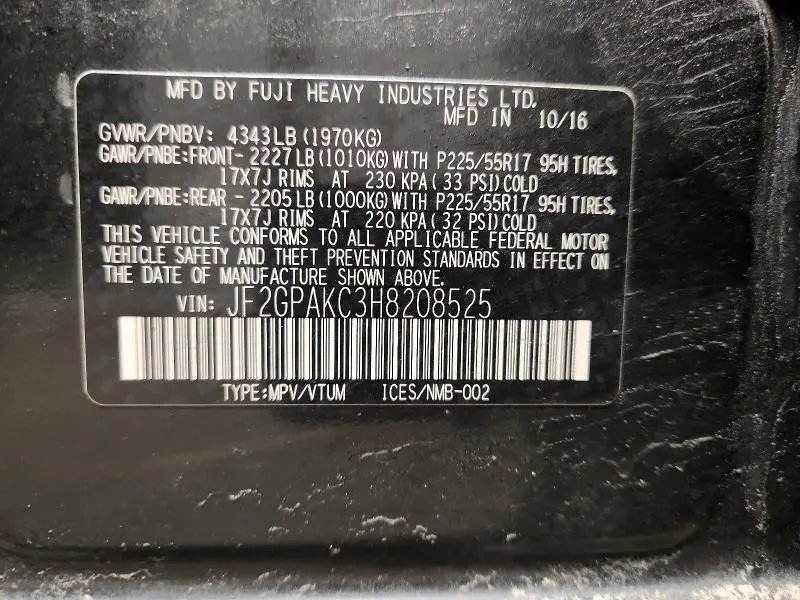 2017 SUBARU CROSSTREK LIMITED  