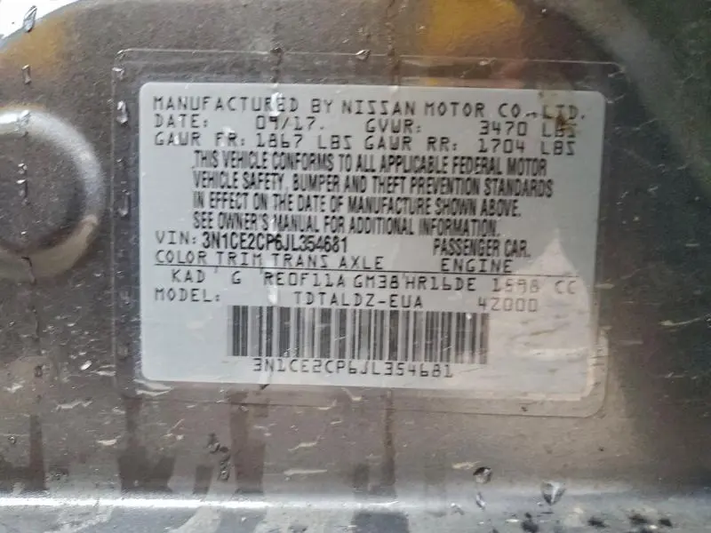 2018 NISSAN VERSA NOTE SV  