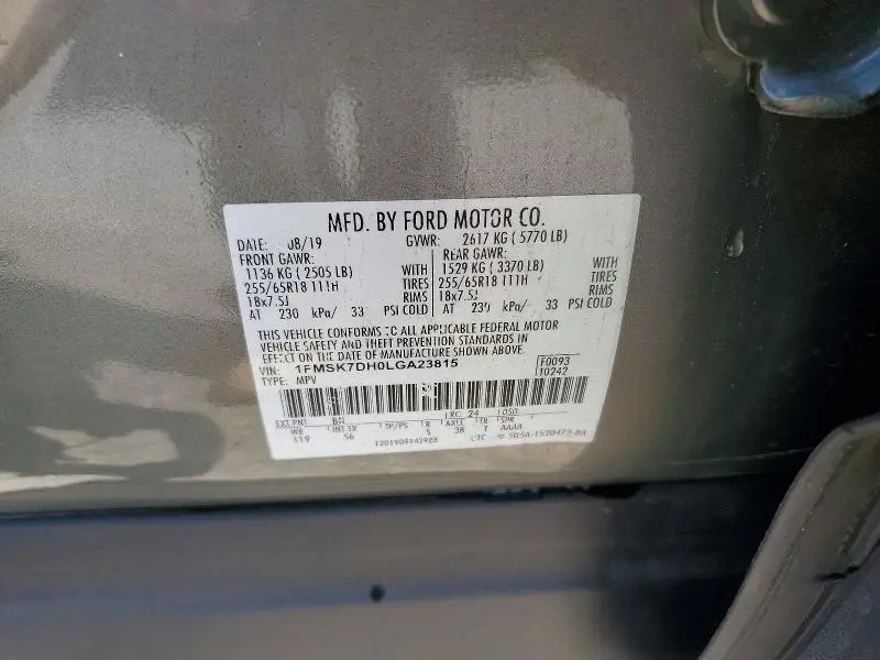 2020 FORD EXPLORER XLT  