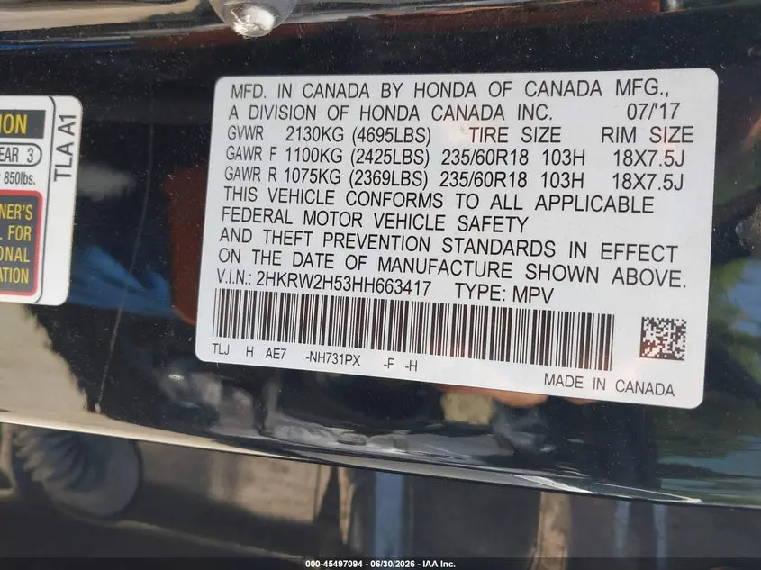 2017 HONDA CR-V EX
