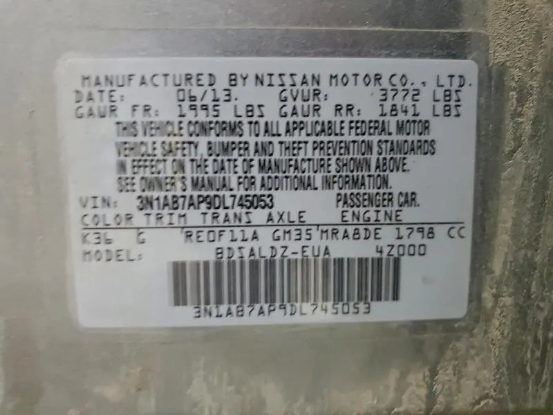 2013 NISSAN SENTRA S  