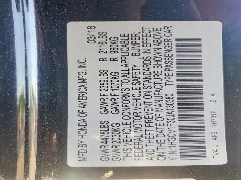 2018 HONDA ACCORD SPORT  